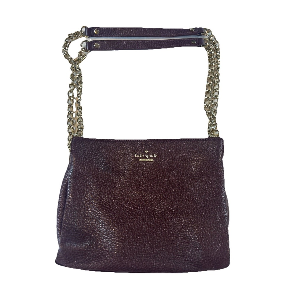 Kate Spade Purple Shimmer Pebbled Leather Chain/Leather‎ Strap Shoulder Bag